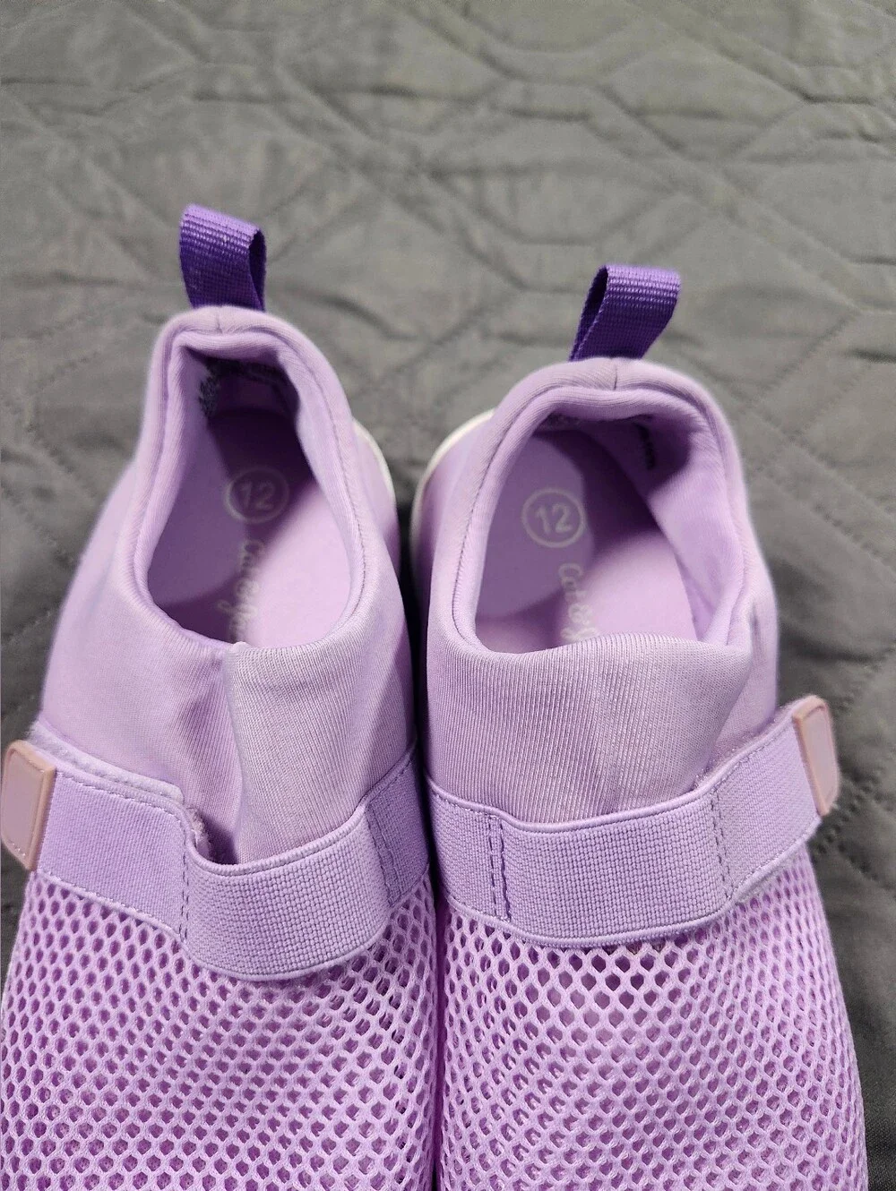Kids Lavender Slip-On Mesh Sneakers